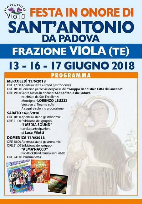 Festa In Onore Di S Antonio Da Padova A Viola TE Giugno 2018