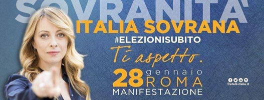 Sovranità Italia Sovrana il 28 gennaio Roma