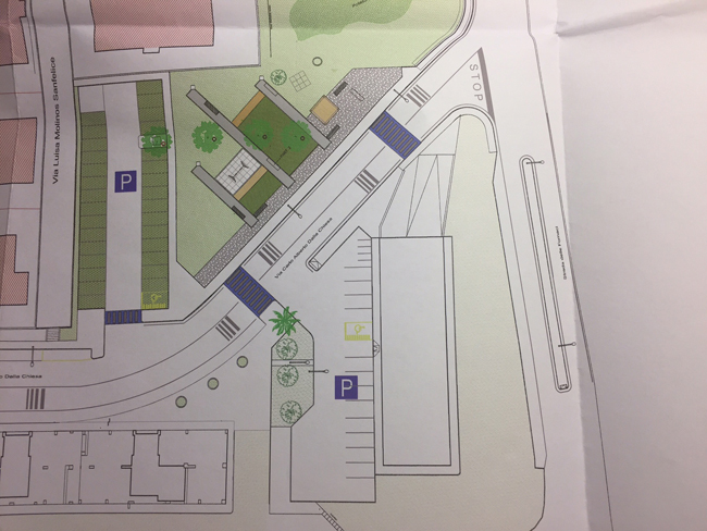 mappa lavori di riqualificazione di sistemazione stradale di via Carlo Alberto Dalla Chiesa e nascita del nuovo parco