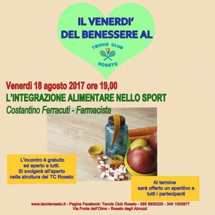 Oggi Al TC Roseto "L'integrazione Alimentare Nello Sport"