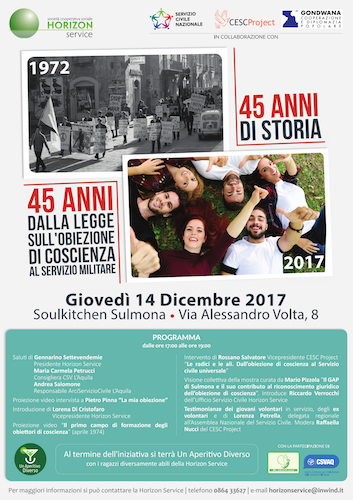 14 anni obiezione di coscienza - Sulmona 14.12.17