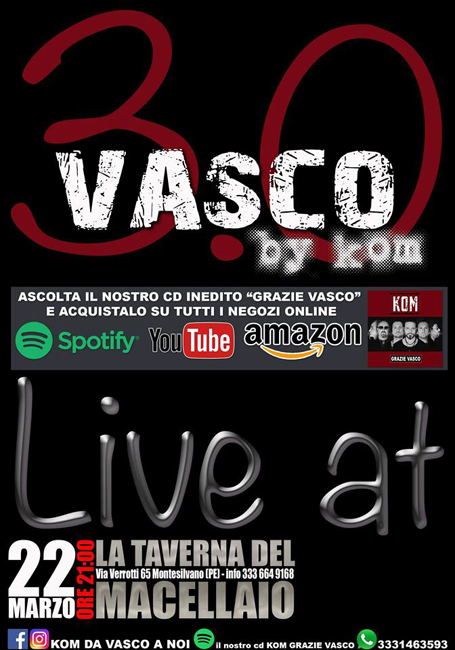 kom vasco live 22 marzo 2019