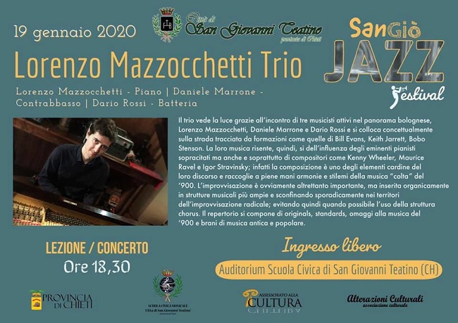 Torna il SanGiò Jazz Festival: sul palco il Lorenzo Mazzocchetti Trio