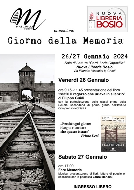 locandina Giorno della memoria- Nuova Libreria Bosio 26e27-01-2024